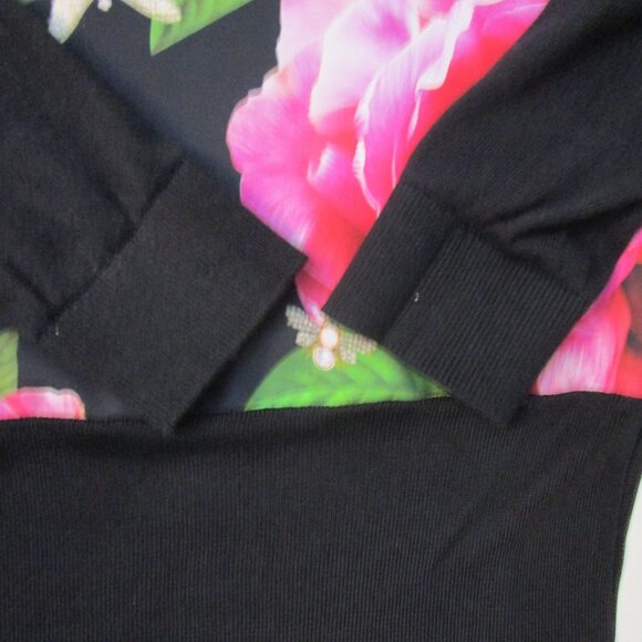 Pullover Knit Sweatshirt Sweater Top Floral Butterflies - Picture 7 of 10